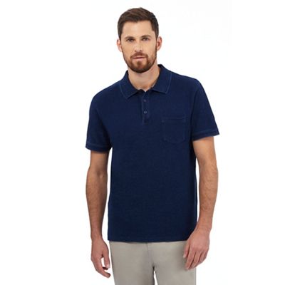 Hammond & Co. by Patrick Grant Big and tall dark blue textured polo shirt